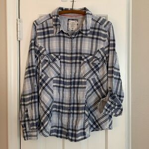 Style&co. women’s plaid, lined, cotton button down shirt-summer weight 
Size XL